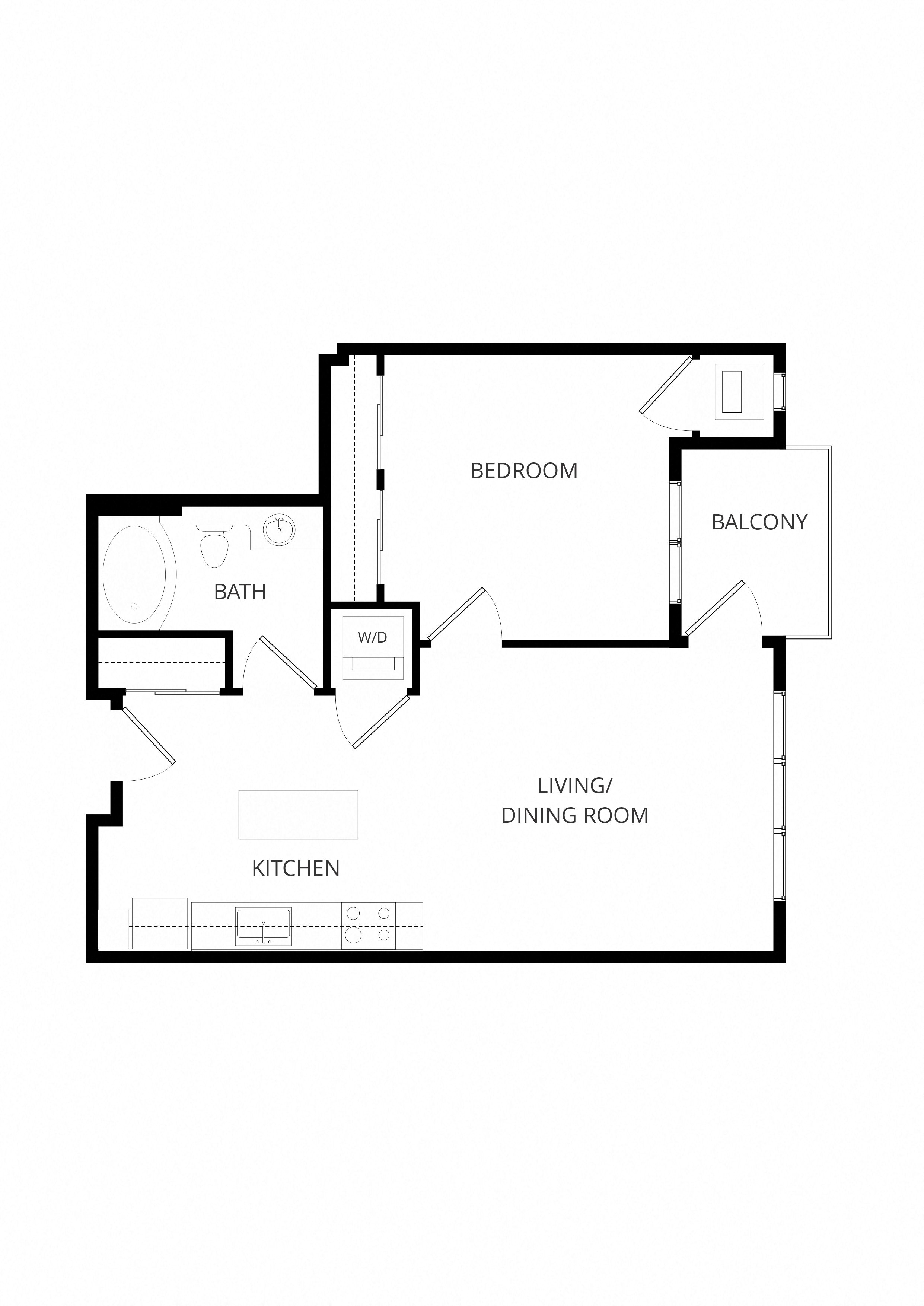 B3 1x1 floor plan